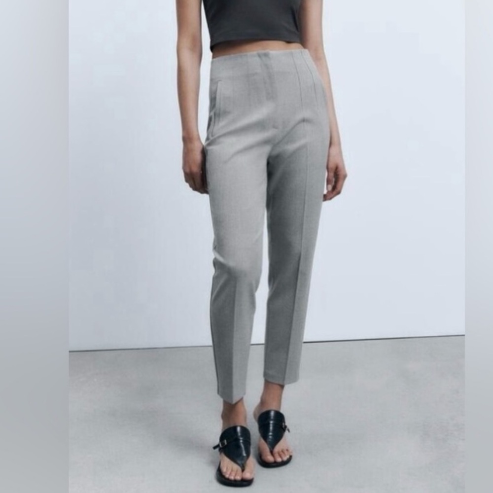 Zara PANTS WITH A HIGH WAIST XS grey ZARA HIGH WAIST TROUSERS